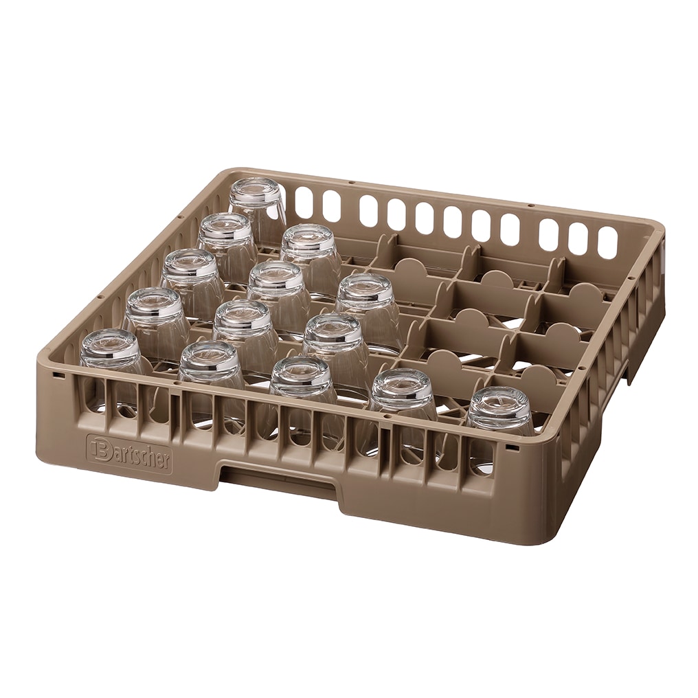 Glazenkorf kunststof bruin | 25 vakken | 500x500x100(h)mm