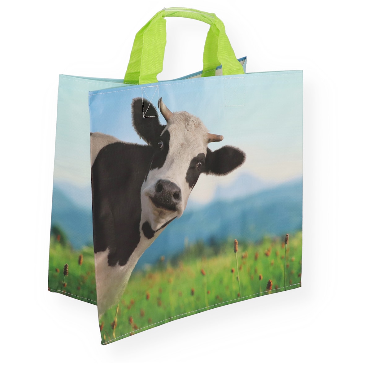 Nette 25 Woven Bags Mehrweg Tragetaschen "Schwarzbunte" 37+23x36cm