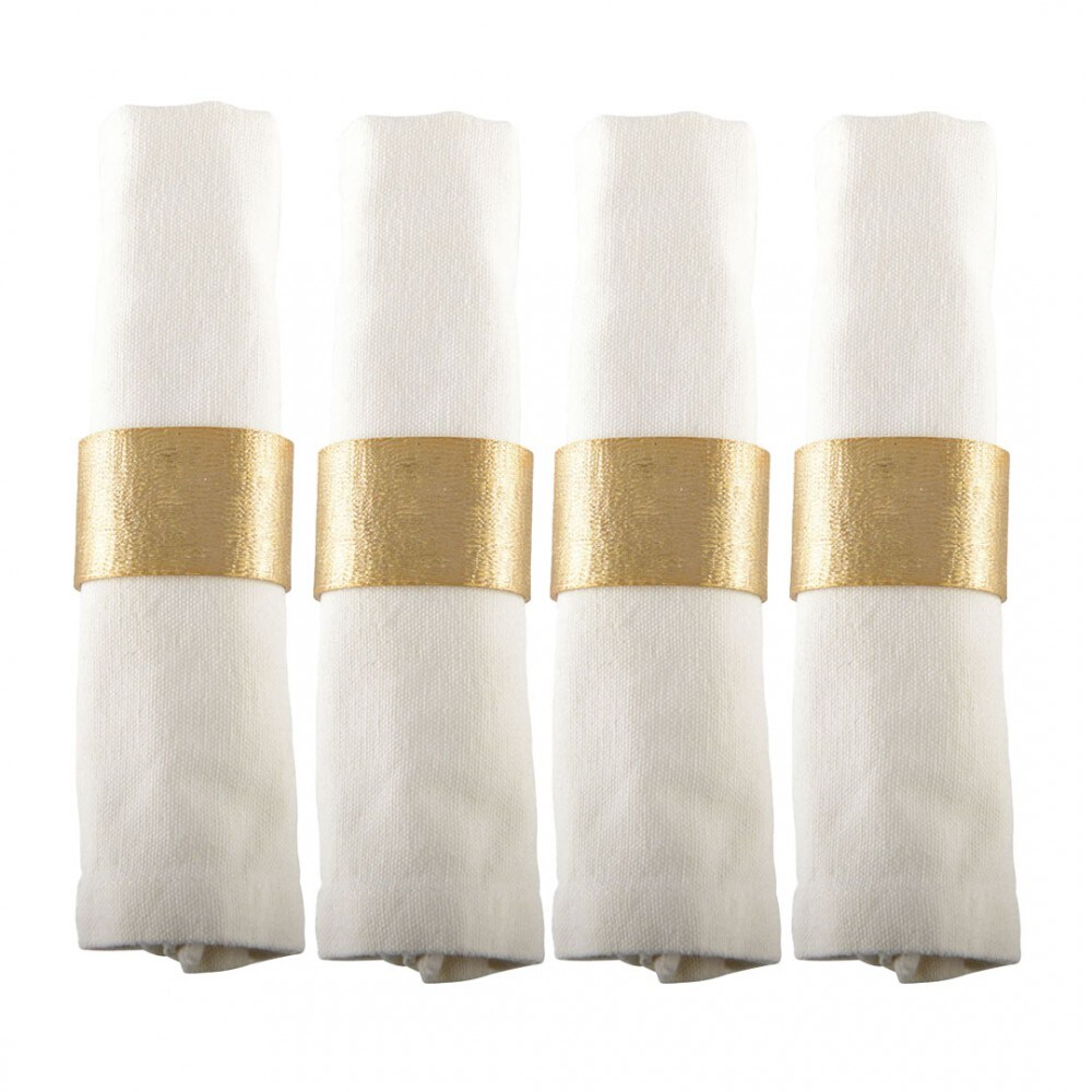 Lot de 4 ronds de serviettes ovales dorés