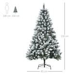 thumbnail of HOMCOM árbol de Navidad artificial 150 cm con nieve con 676 ramas 41 piñas hojas de plástico base de soporte metálica y plegable para interiores verde