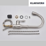 thumbnail of NAVIS | Elegante roestvrijstalen uittrekbare keukenkraan zilver | Luxe mengkraan hoge boog | Hogedrukkraan 360° draaibaar 2 aansluitingen