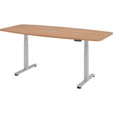 thumbnail of bümö Konferenztisch elektrisch höhenverstellbar 220x103 in Nussbaum, Gestell: Silber - elektrischer Besprechungstisch oval mit Memoryfunktion