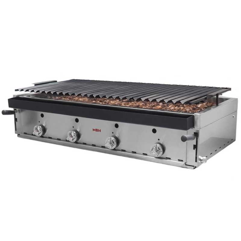 MBH - Professioneller Gas Lavasteingrill 120 cm wirtschaftlich für die Gastronomie. Industrieller Barbecue-Grill für Bar, Restaurant.