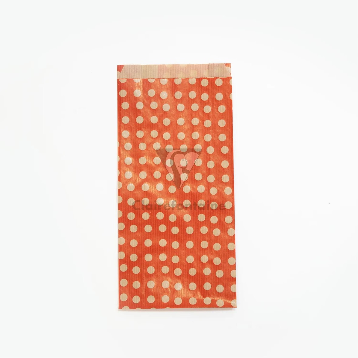 Sachet de 50 pochettes kraft 50 g/m², 16x30+5cm, motif Pois sur fond rouge