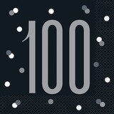 thumbnail of 100. Geburtstag Partyset Einweggeschirr schwarz silber 48 tlg. Partygeschirr Teller Becher Servietten
