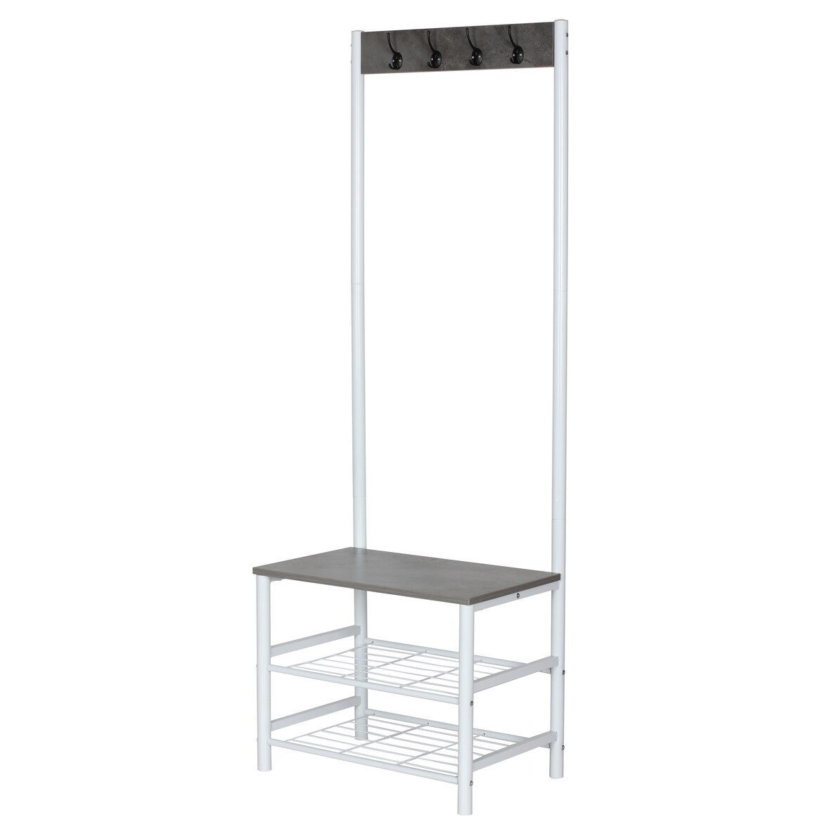 appendiabiti con 3 ripiani fresno 60x40x175 cemento/bianco