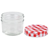 thumbnail of 48 Pcs Pots à Confiture Couvercles Blanc Et Rouge Verre 110 Ml
