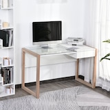 thumbnail of Mesa de Ordenador con Tablero de Vidrio Templado y Cajón 120x60x75 cm Blanco