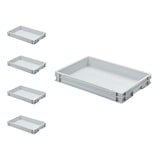 thumbnail of PROREGAL 5x Eurobehälter mit geschlossenem Griff und Scharnierdeckel | HxBxT 7,5x40x60cm | 15 Liter | Grau | Eurobox