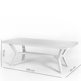 thumbnail of Table de jardin rectangulaire 200x95 cm en résine,pieds croisés,structure renforcée en métal et trou pour parasol - SAMUEL - Blanc