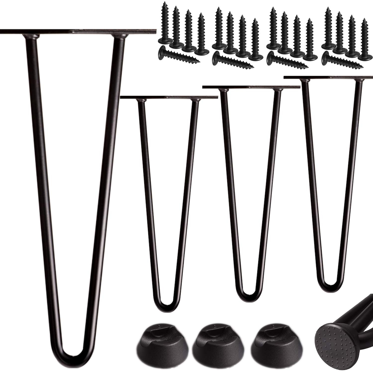 ID Dinkel 4x Haarnadel Tischbeine EDELSTAHL SCHWARZ CHROME Möbel Tischgestell Hairpin Leg SCHWARZ 2 Streben 45