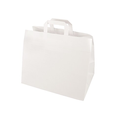PAPSTAR 50 Tragetaschen, Papier 27 cm x 32 cm x 21,5 cm weiss mit Tragegriff