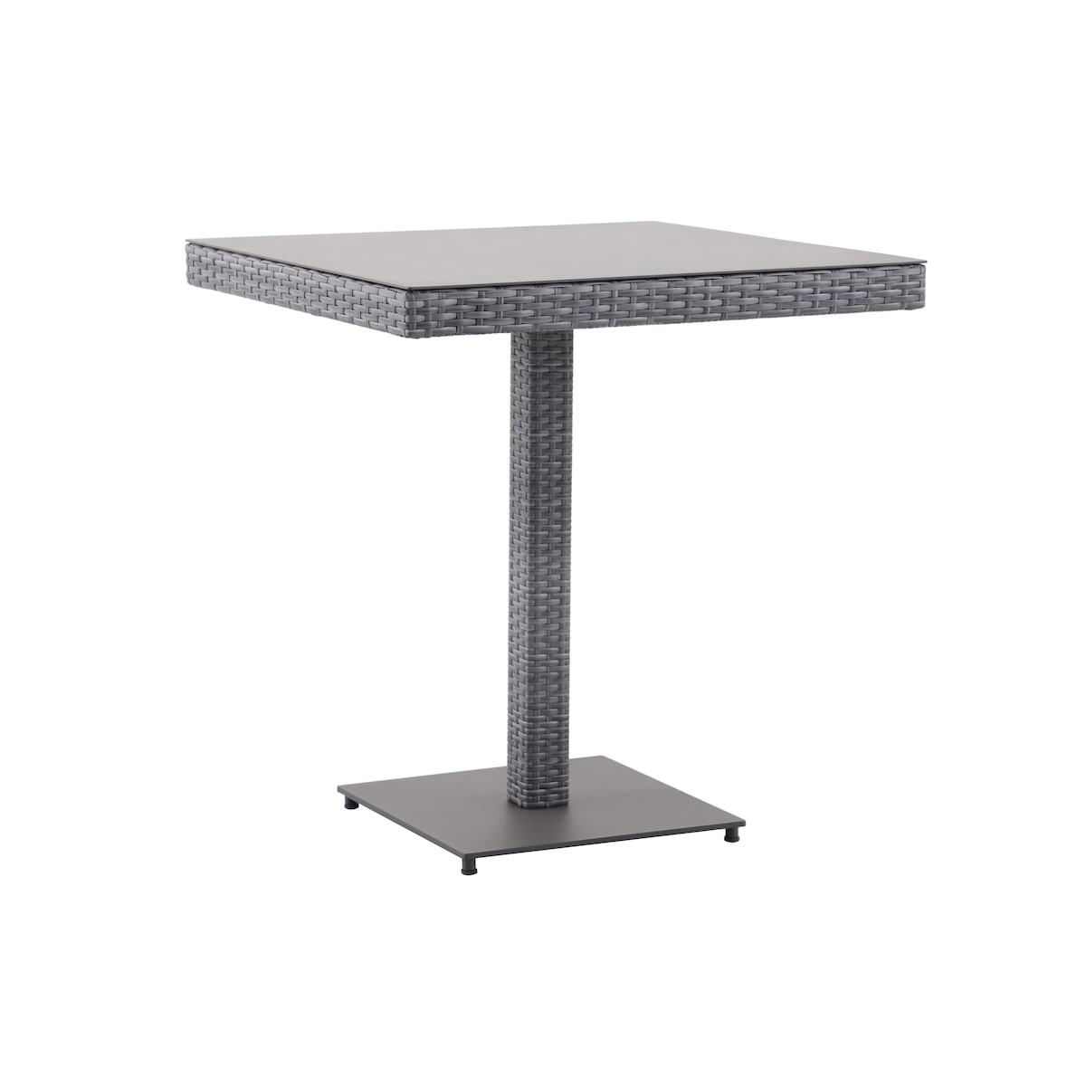 METRO PROFESSIONAL Mesa de bistrô Balsario, alumínio/rattan PE, 70 x 70 cm, quadrada, cinzento
