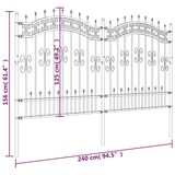 thumbnail of vidaXL Gartenzaun mit Speerspitze Schwarz 240 x 125 cm Pulverbeschichteter Stahl