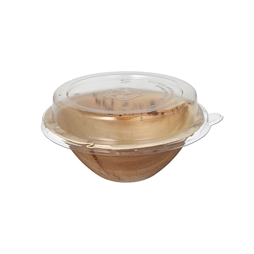 10 Schalen, Palmblatt rund 300 ml Ø 15 cm · 8,3 cm mit rPET Deckel "Kombipack"