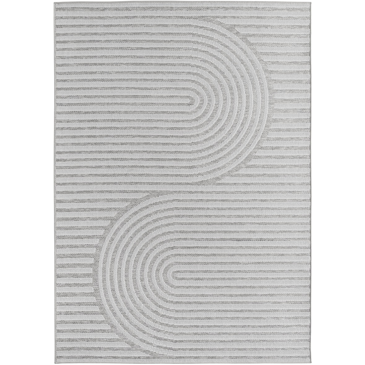 Teppich Outdoor Boho Wetterfest Waschbar Strapazierfähig Balkon Terrasse Küche OEKO-TEX Grau 280x370 cm – VENTOUX von Kadima Design