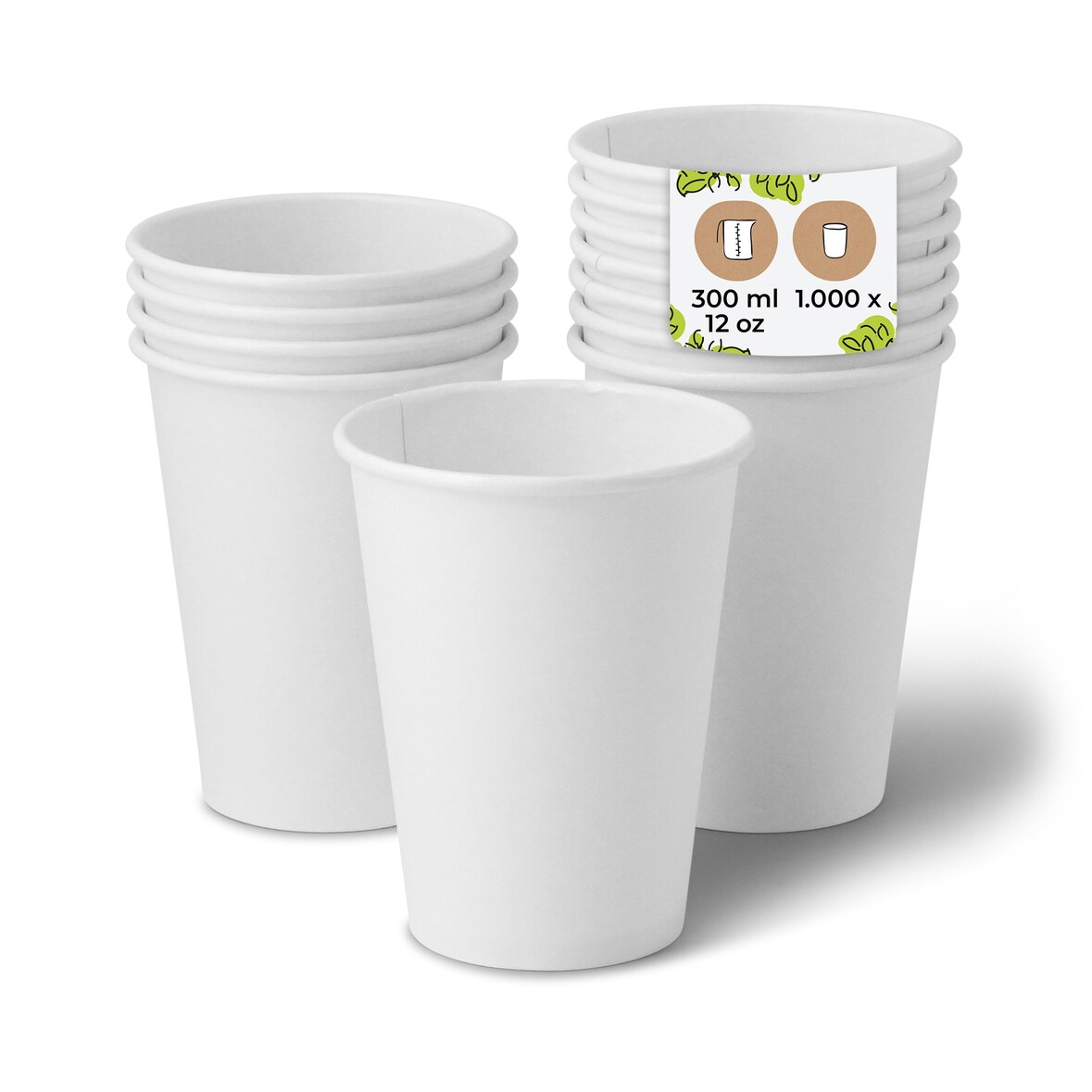 BIOZOYG Pappbecher 1000 Stück 300 ml / 12 oz, Ø 90 mm, weiß - Becher für Heißgetränke - Kaffeebecher to go Einwegbecher, Alternative zu Styroporbecher