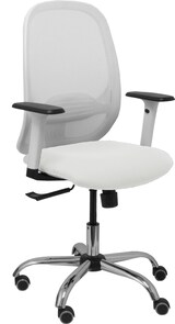 thumbnail of Cilanco cadeira malha branca assento malha branca assento bali branco apoios de braços reguláveis base cromada rodas parquet