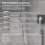 thumbnail of ECD Germany Heizstab 1200 W Chrom – Elektrischer Heizstab mit Thermostat & Temperaturregler, Heizpatrone mit Stecker für Badheizkörper &