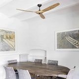 thumbnail of Ventilateur de plafond acier marron, pales en bois, moteur DC silencieux, lumière intégrée, 5 vitesses, télécommande, pour 17,6–28 m², FARO-33519 FARO