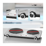 thumbnail of Clatronic DKP3668 Hornillo Eléctrico Doble, Zona Cocinado 18,5 - 15.5 cm, 2 Termostatos Regulación Continua, 1500W-1000W, Plata