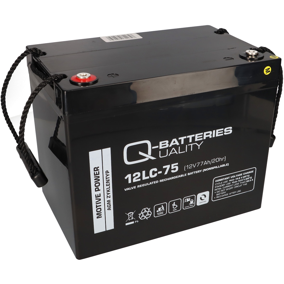 Q-Batteries 12LC-75 / 12V - 77Ah Blei Akku Zyklentyp AGM - Deep Cycle VRLA