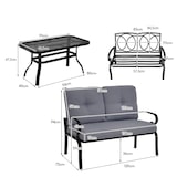 thumbnail of COSTWAY Panchina da giardino a 2 posti con tavolino, panchina con cuscino, 120 x 73 x 94 cm, grigio + nero
