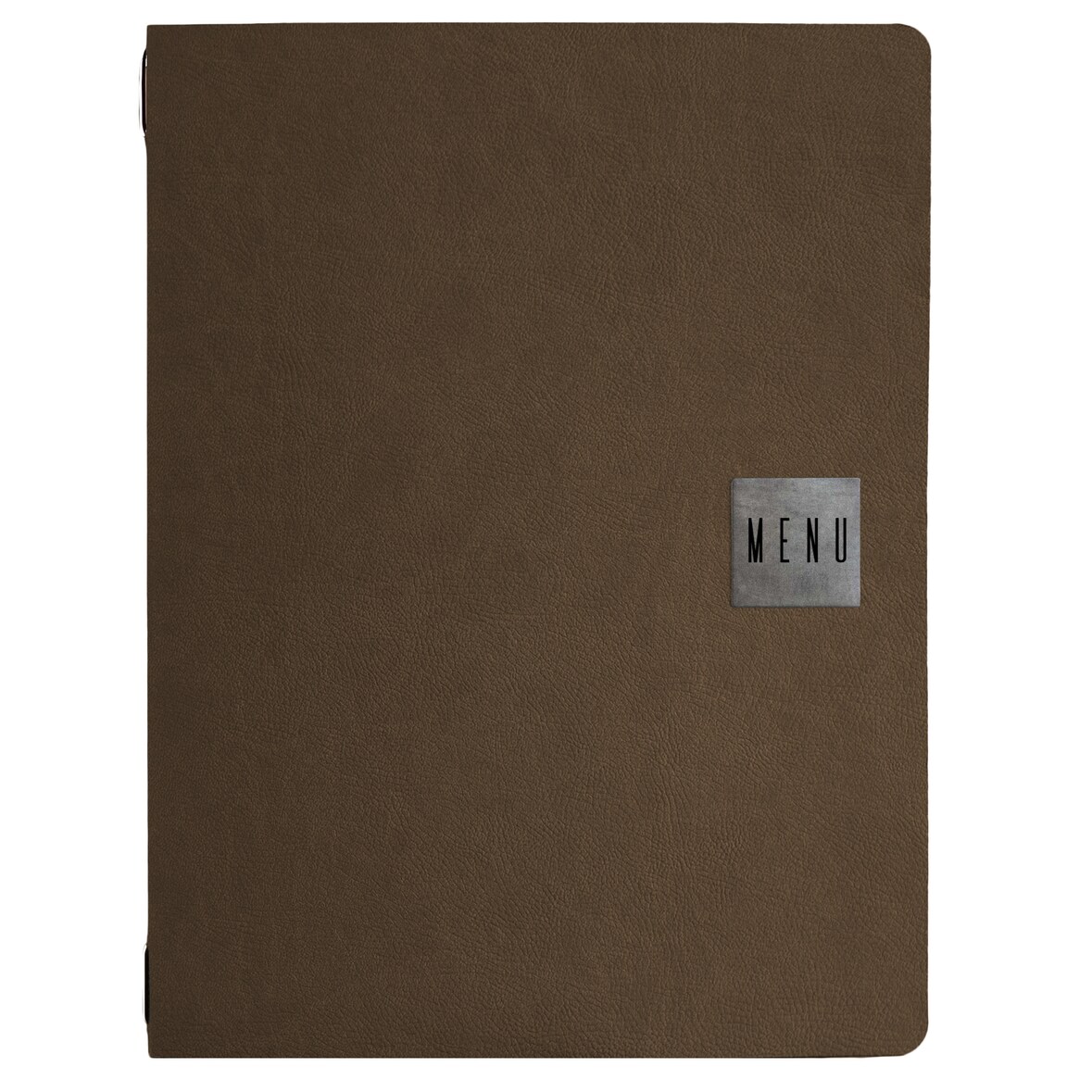 Stil Casa, Set 12 Speisekartenhalter A4, Polyurethan, 24,3x31,6 cm, 3 Innenhüllen, Gummiband, Farbe Braun.