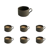 thumbnail of APS Cappuccinokopje THE GRID 6-delige-set - porselein, Ø 9 cm, 200 ml, modderkleurig (bruin), stapelbaar