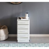 thumbnail of Rollcontainer Weiß 33 x 63 x 38 cm Holz Schubladenschrank Schreibtisch, Büro Schrank mit 5 Schubladen, Container Rollschrank klein Standcontainer