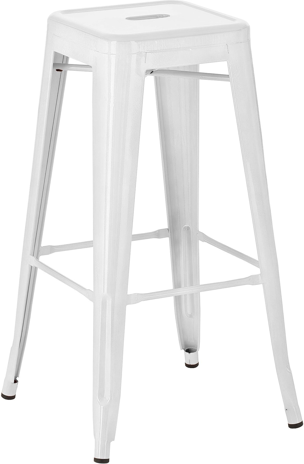 Décoshop26 - Barhocker x1 Höhe 76 cm Industriedesign stabiles vierbeiniges Metallgestell weiß 10_0005843