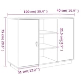 thumbnail of vidaXL Sideboard Grau 100x40x75 cm Massivholz Kiefer
