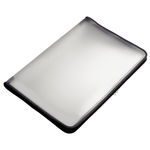 Transparent-Portfolio, A3, schwarz, Folie matt, mit Textil-Reißverschluss