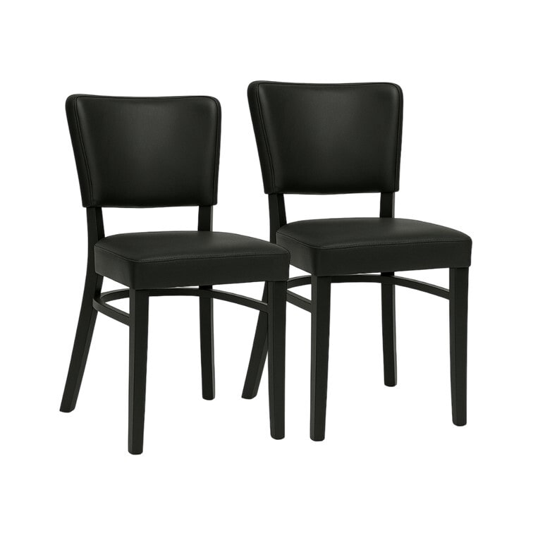 METRO PROFESSIONAL Chaise de restaurant rembourrée Cindora lot de 2, bois de hêtre/simili cuir, noir