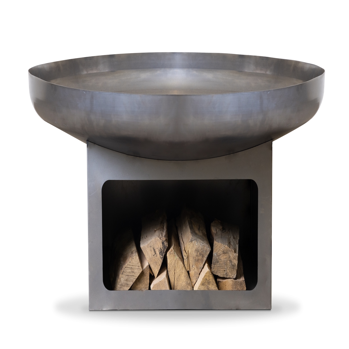 SOUK ONE Feuerschale mit Holzlagerfach, Feuerschale Ø 80 Palma - Feuerstelle für den Garten, Terrasse und Balkon