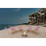 thumbnail of Klappstuhl Strandstuhl Anglerstuhl Gartenstuhl Stuhl zum Zusammenstecken rot-weißem Bezug V-10-353