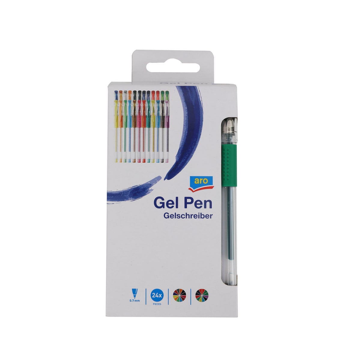 aro Gelpennen, geassorteerde kleuren, lijndikte: 0.7 mm, navulbaar, 24 stuks