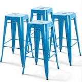 thumbnail of Lot de 4 tabourets de bar en acier bleu brillant