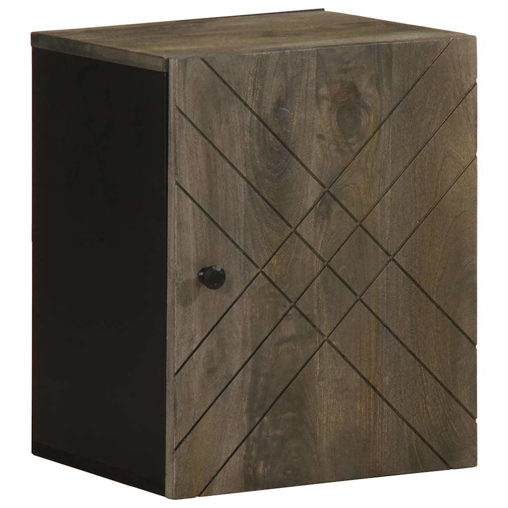 Helloshop26 - Schwarzer wandmontierter Badezimmerschrank 38 x 33 x 48 cm aus massivem Mangoholz 02_0057733