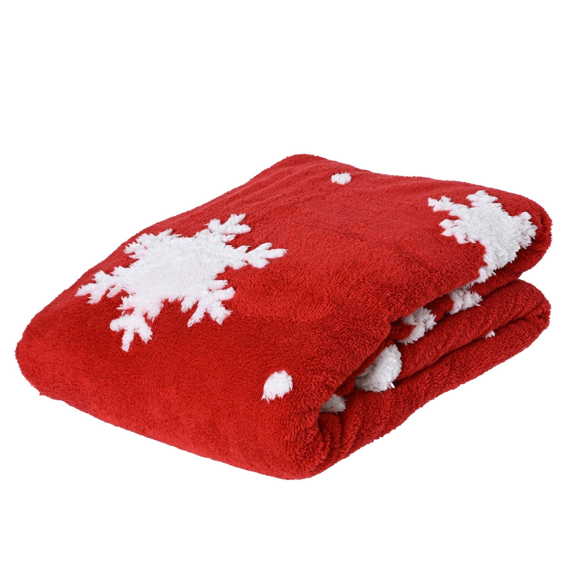1 Kuscheldecke 130x170cm Wohndecke mit Schneeflocken Motiv Fleecedecke Decke Weihnachtsdecke Winterdecke Rot