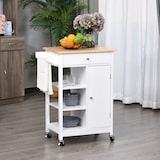 thumbnail of Carrito de Cocina con 1 Cajón 1 Armario 3 Estantes Abiertos 66x39,5x86,5 cm Blanco