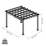 thumbnail of Pergola Gazebo 3x4 da Giardino Telo Poliestere 180 g/mq Scorrevole, Struttura in Acciaio e Metallo, 300x400 Esterno Bar Ristoranti - Grigio/Tortora