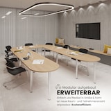 thumbnail of bümö Konferenztisch O-Form 400x240 cm großer Besprechungstisch in Eiche, Besprechungstisch mit Chromfüßen, Meetingtisch für 14 Personen, Tisch für