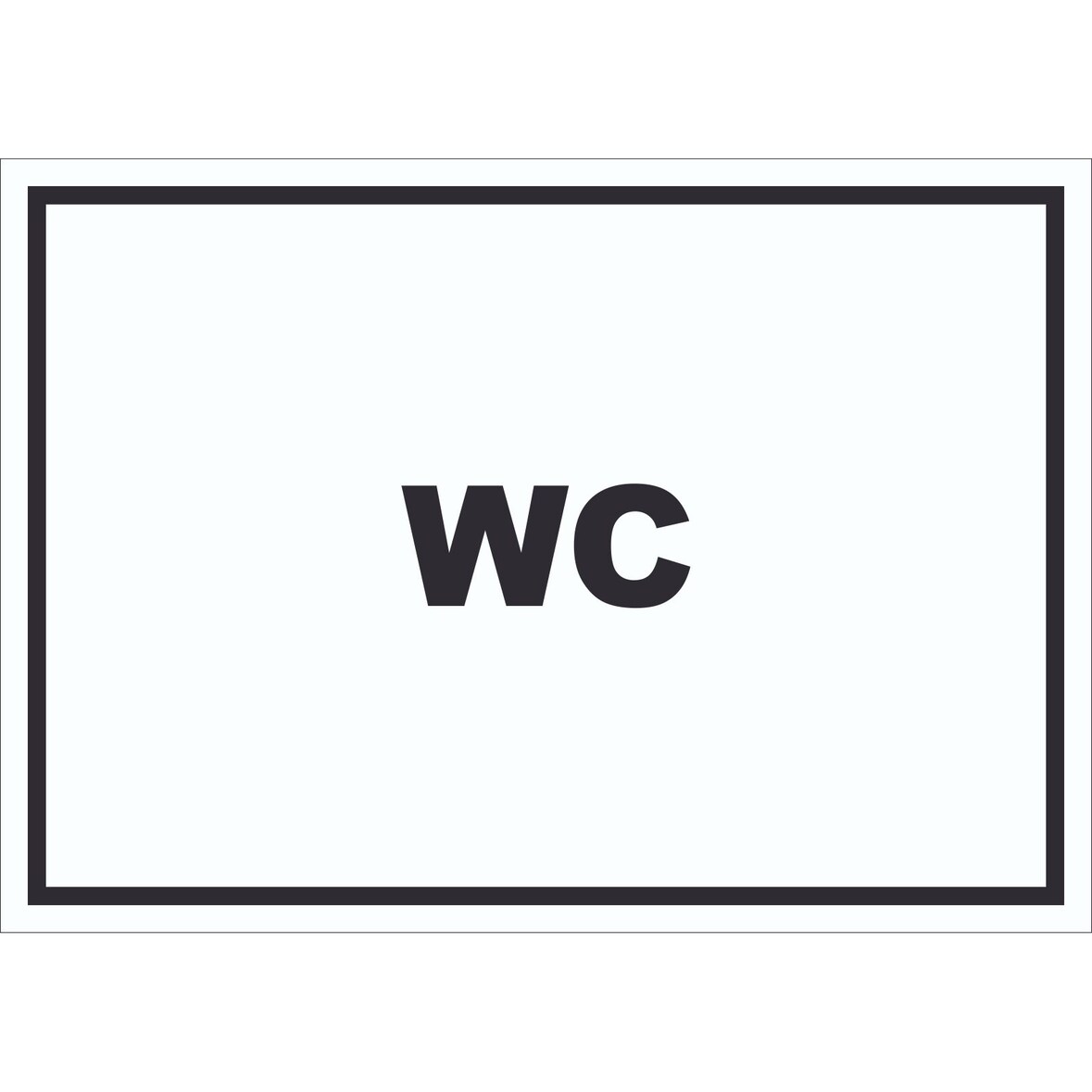 WC Schild mit Text Toilette Klo waagerecht A1 Rückseite selbstklebend