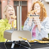 thumbnail of Outsunny mini horno de pizza exterior portátil de acero inoxidable con piedra refractaria pala patas plegables mangos de madera termómetro y bandeja
