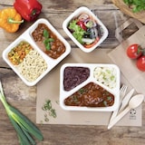 thumbnail of greenbox - Zellulose-Menü-Schalen 950 ml, 25 x 17,7 x 4,5 cm, 3 Kammern, natur, biobeschichtet, 110 St.