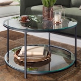 thumbnail of Couchtisch FineBuy Sofatisch Glas Wohnzimmertisch Ø 80 cm Rund Tisch Stauraum