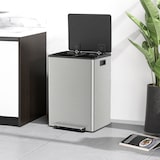 thumbnail of Cubo de basura de cocina con 2 compartimentos 2x30L papelera cocina de acero inoxidable con pedal tapa de cierre suave y cubo extraíble plata