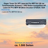 thumbnail of Gigao Toner für HP LaserJet Pro MFP M 126 nw Tonerkassette Schwarz 1.500 Seiten kompatibel HP LaserJet Pro MFP M126nw Drucker CF283A / 83A