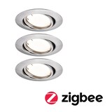 thumbnail of Paulmann Spot encastré LED Smart Home Zigbee 3.0 Base Coin Kit de base orientable  rond 90mm 20° Coin 3x4,9W 3x430lm 230V gradable 3000K Acier brossé